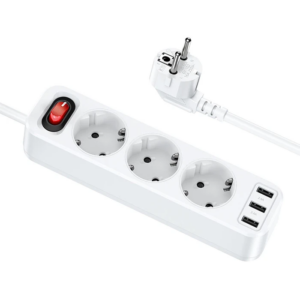 Northcity 3’lü Priz + 3 USB Uzatma Kablosu 4000W 1.8m Akım Korumalı