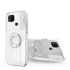 Northcity Xiaomi Redmi 9C Kılıf – Sürgülü Lens Korumalı, Yüzük Standlı Silikon
