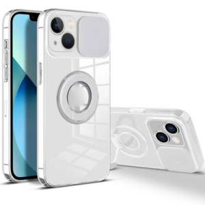 Northcity iPhone 13 Mini Kılıfı 5.4" Sürgülü Lens Korumalı Yüzük Standlı - Darbeye Dayanıklı Silikon