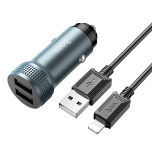 Northcity Z49 Çift USB Araç Şarj Başlık + USB‑to‑iPhone Lightning Kablo - Hızlı QC 3.0 Şarj