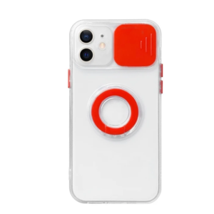 Northcity iPhone 12 Mini Kılıfı 5.4'' Sürgülü Lens Kapaklı Yüzük Standlı Silikon - Şeffaf Koruyucu