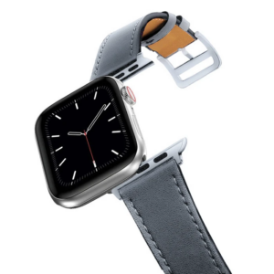 Northcity Apple Watch 38/40/41 mm Deri Kayış Tekli Bobin Kelepçe - Şık Retro Gümüş