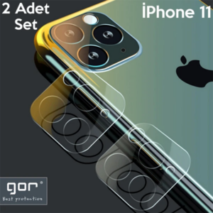 Northcity iPhone 11 6.1 inch Kamera Koruma Cam 2'li Set - Darbe Emici Temperli Cam