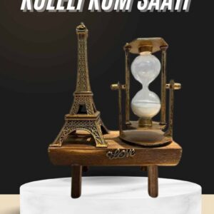 Northcity Retro Eyfel Kulesi Ve Kum Saati Dekoratif Ahşap Görünümlü Masa Biblosu