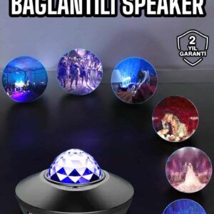 Northcity Çocuklara Özel Şarjlı Bluetooth Hoparlör ve Parti LED Lambası - Yıldızlı Projeksiyon