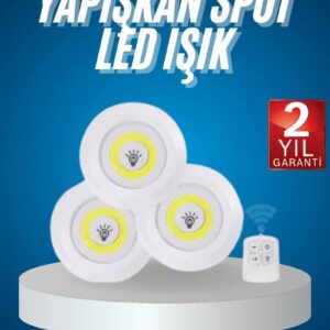 Northcity Kablosuz Pilli LED Spot Işıldak Seti - 3'lü Paket | Mutfak, Banyo, Tezgah Altı Aydınlatma