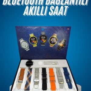 Northcity Unisex Yuvarlak Ekranlı 7 Kordonlu GPS Destekli Akıllı Saat - Şık ve Su Geçirmez