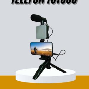 Northcity Tripod Telefon Tutucu Kumandalı Mikrofon LED Işık - Vlog ve Video Kayıt Seti