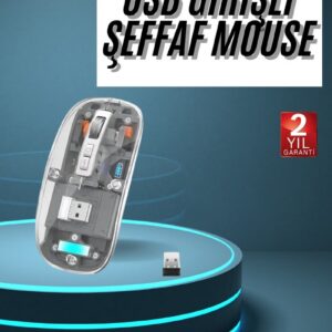 Northcity Kablosuz Mouse Bluetooth 5.0 & 2.4GHz Çift Modlu Şarjlı Sessiz Fare - Uzun Pil Ömrü ve Şeffaf Tasarım