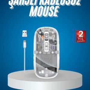 Northcity Sessiz Çift Modlu Bluetooth ve Alıcı Şeffaf Kablosuz Mouse - Ergonomik ve Sessiz