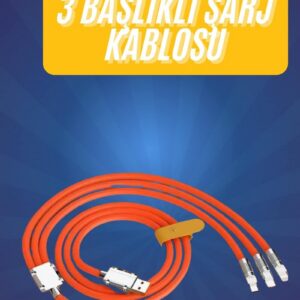 Northcity 120W Silikon Metal Uçlu LED Işıklı 3-in-1 Şarj Kablosu - Hızlı Şarj ve Veri Aktarımı