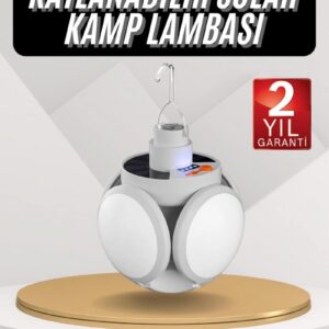 Northcity Solar 5 Kanatlı Katlanır Kamp Lambası - Güneş Enerjili ve USB Şarjlı Taşınabilir Aydınlatma
