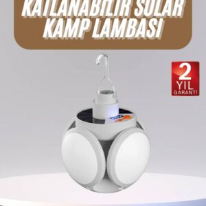 Northcity Katlanabilir 5 Kanatlı Askılı Kamp Lambası - Güneş Enerjili ve USB Şarjlı