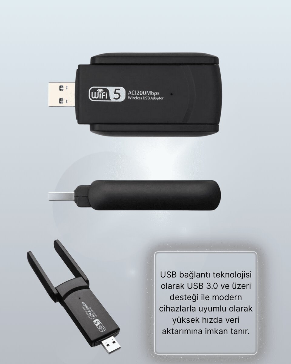 Northcity USB 3.0 Kablosuz Adaptör – 2.4GHz & 5GHz Hızlı Bağlantı Çözümü - Görsel 5