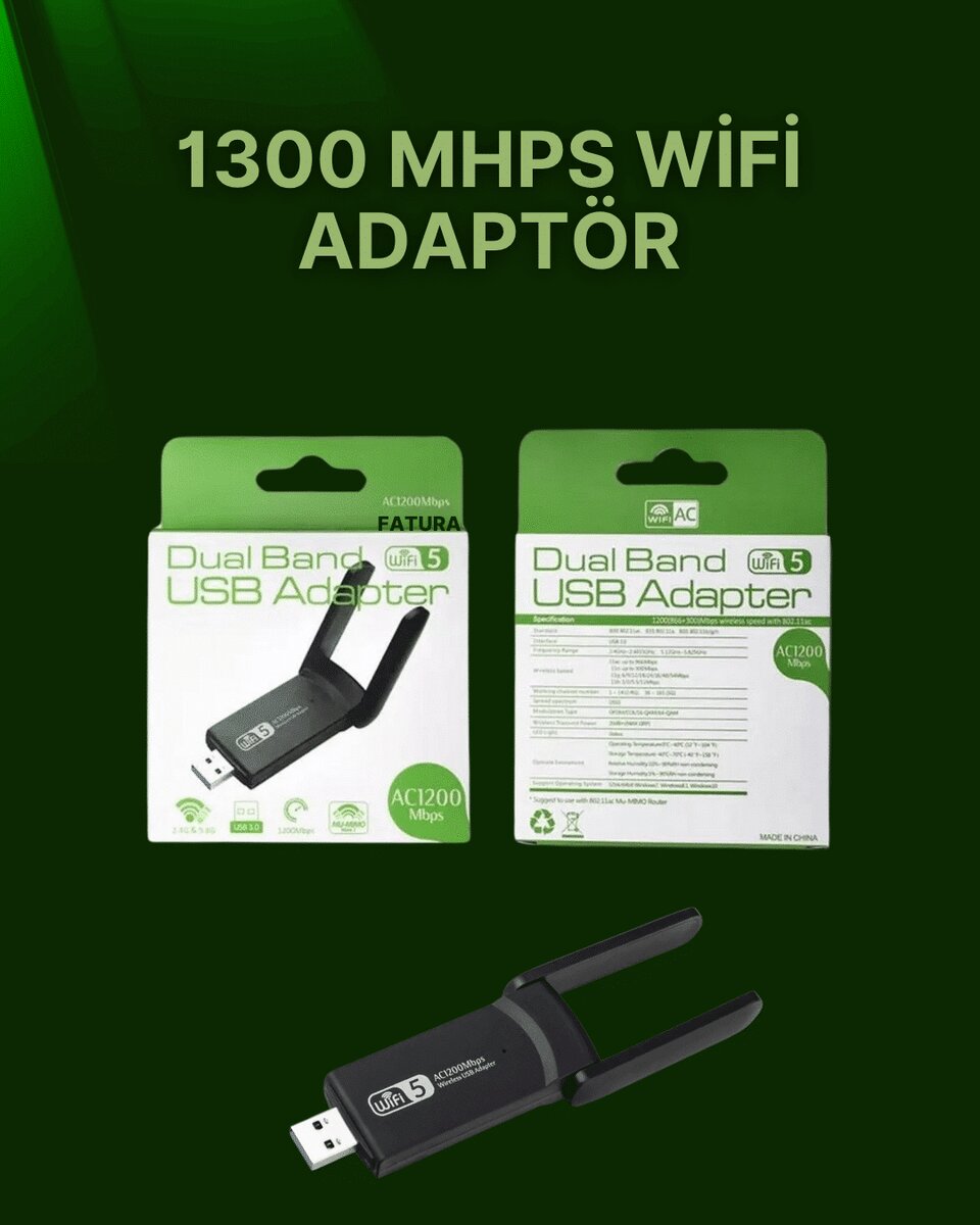 Northcity USB 3.0 Kablosuz Adaptör – 2.4GHz & 5GHz Hızlı Bağlantı Çözümü