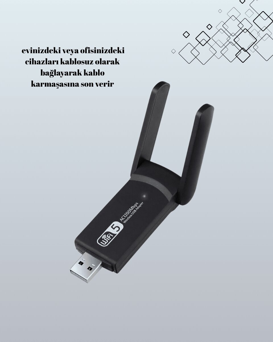 Northcity USB 3.0 Kablosuz Adaptör – 2.4GHz & 5GHz Hızlı Bağlantı Çözümü - Görsel 3