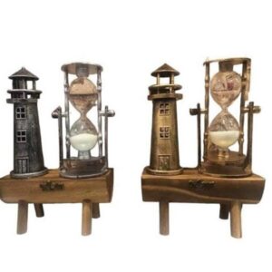 Northcity Deniz Feneri Kum Saati Ahşap Görünümlü Vintage Tarz Biblo - Dekoratif Zaman Ölçer