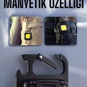Northcity Çok Amaçlı Mıknatıslı LED Anahtarlık Fener - 800 Lümen, USB Şarjlı, Şişe Açacağı