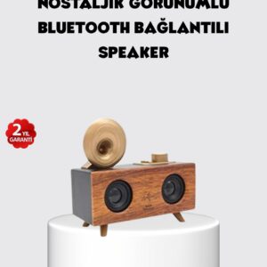 Northcity Retro Gramofon Tasarımlı Bluetooth Hoparlör - 3D Stereo Ses ve 1800 mAh Batarya