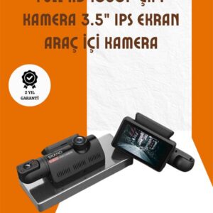 Northcity 3 İnç IPS Ekranlı Full HD Araç İçi ve Ön Kameralı Dashcam - 1080P Ön Kamera, 720P İç Kamera, WiFi ve Hareket Algılama