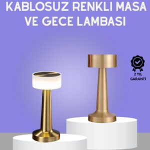 Northcity Touch Gece Lambası - Dokunmatik Kontrol, Kablosuz Kullanım, Metal Gövde, LED ve USB Şarj