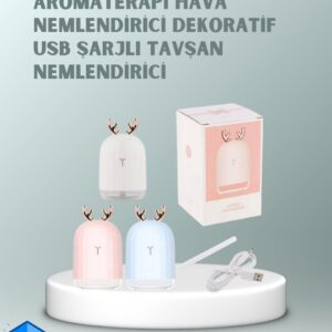 Northcity 200 ml Tavşan Kulaklı Ultrasonik Hava Nemlendirici ve Gece Lambası - Sessiz Nemlendirme ve Aroma Difüzör