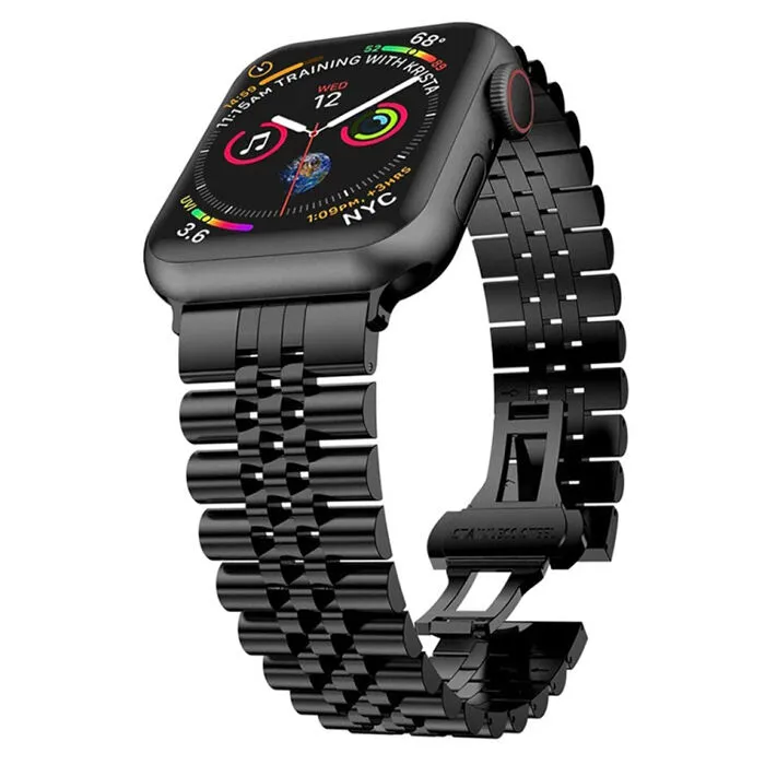 Northcity Ally Apple Watch 7-8 45mm 6-5-4 44mm Kayış Kordon Paslanmaz Çelik 3 Bakla 3-2-1 42mm-(5775)