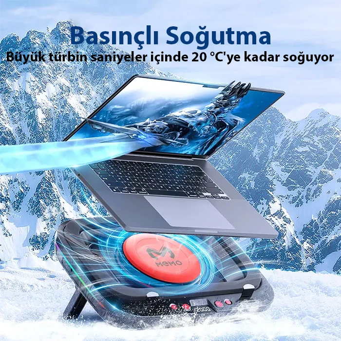 Northcity MEMO FL08 7 Seviyeli Yükseklik Ayarlanabilir Dizüstü Bilgisayar Soğutucu Yükseltici Braket Turbo Fan Soğutma Radyatörü-(5775) - Görsel 2