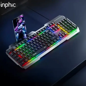 Northcity Inphic K2 USB Kablolu Oyun Klavyesi 104-Key Sessiz Oyun Klavyesi Bilgisayar Laptop için Cep telefonu yerleştirme alanı-(5775)