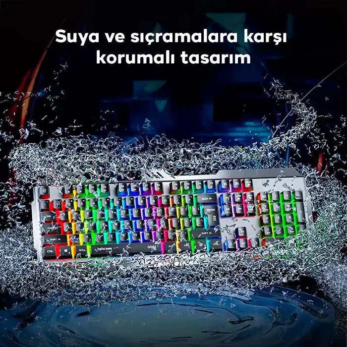 Northcity Inphic K2 USB Kablolu Oyun Klavyesi 104-Key Sessiz Oyun Klavyesi Bilgisayar Laptop için Cep telefonu yerleştirme alanı-(5775) - Görsel 4