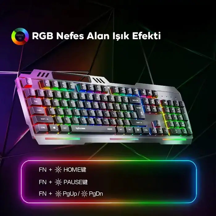 Northcity Inphic K2 USB Kablolu Oyun Klavyesi 104-Key Sessiz Oyun Klavyesi Bilgisayar Laptop için Cep telefonu yerleştirme alanı-(5775) - Görsel 5