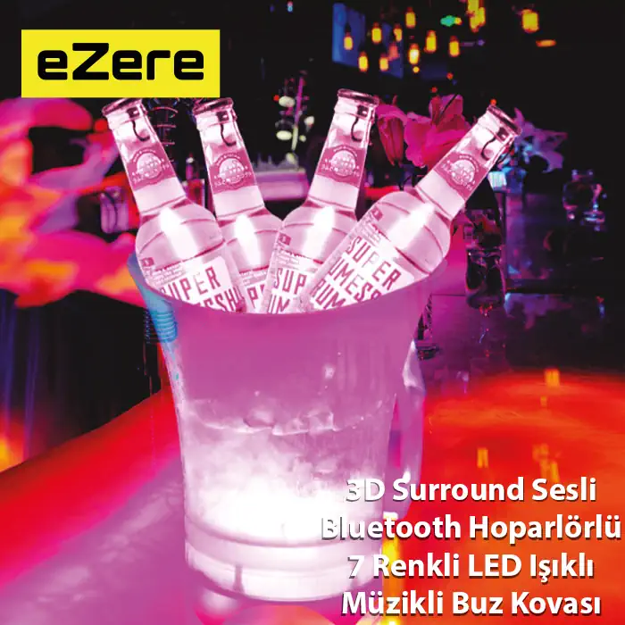 Northcity EZERE Hoparlör Buz kovası 5l Bluetooth Hoparlör Ile Renkli Buz kovası Led-(5775) - Görsel 2