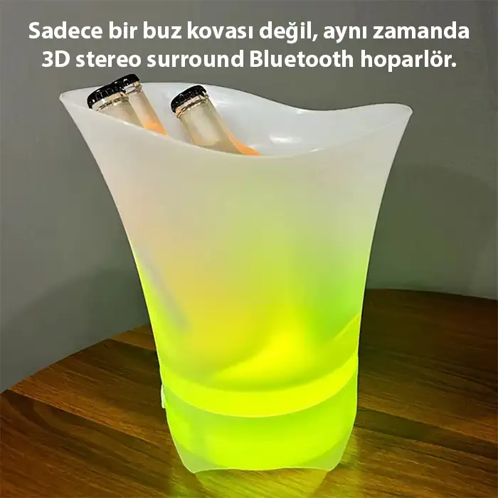 Northcity EZERE Hoparlör Buz kovası 5l Bluetooth Hoparlör Ile Renkli Buz kovası Led-(5775) - Görsel 3