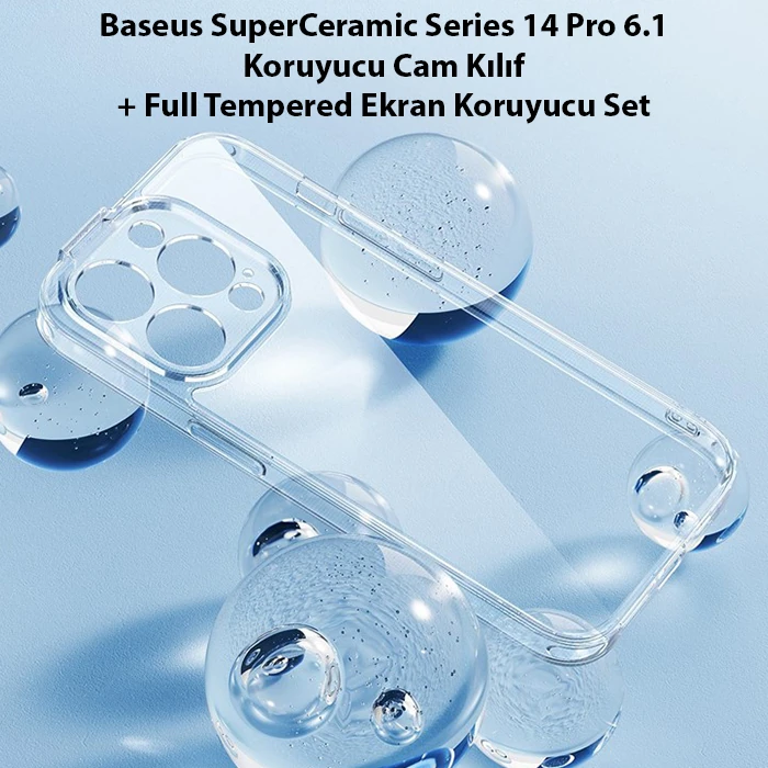 Northcity Baseus SuperCeramic Series iPhone 14 Pro 6.1 Koruyucu Cam Kılıf + Full Tempered Ekran Koruyucu Set-(5775) - Görsel 2