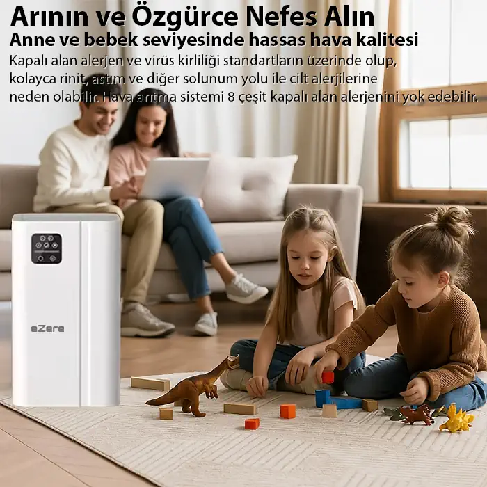 Northcity EZERE FullClean Pro Have Temizleme Cihazı 350 CADR LED ekran iyon ve sessiz çalışma ile toz duman poleni %99.9 filtreler. Temiz hava-(5775) - Görsel 4
