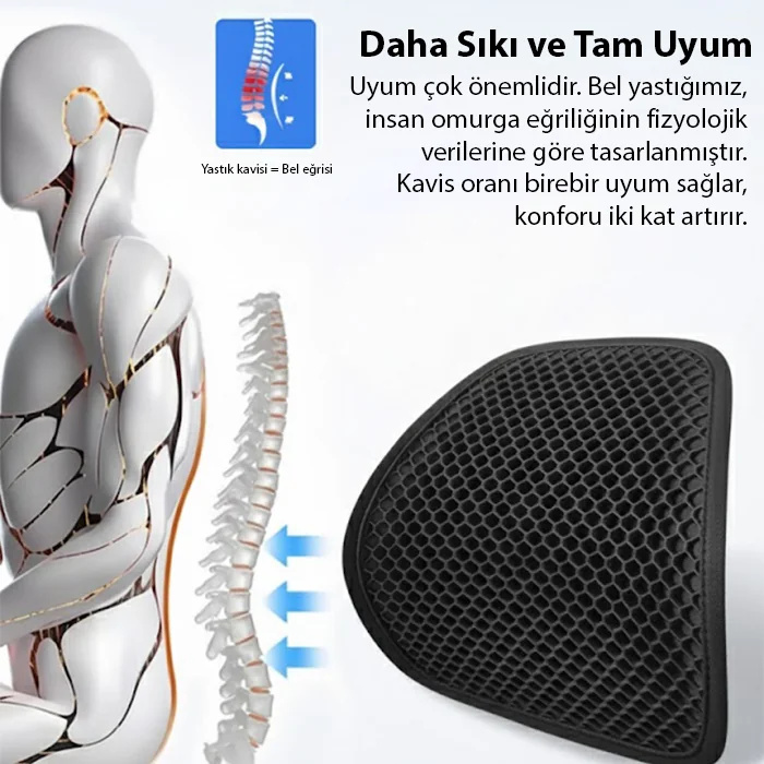 Northcity ALLY Jel Destekli Ortopedik Bel Sırt Minderi | Araç Ofis ve Ev Koltukları İçin Ergonomik Bel Sırt Destek Minderi-(5775) - Görsel 4