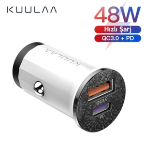 Northcity KUULAA 42W USB + Type-C Çift Çıkışlı Mini Hızlı Araç Şarj Cihazı-(5775)