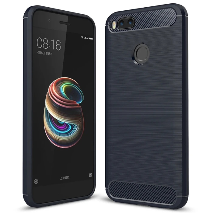 Northcity Xiaomi Mi 5x Dark Ultra Koruma Karbon Fiber Doku Silikon Kılıf-(5775)