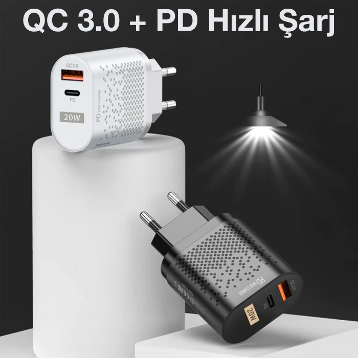 Northcity USLİON 20W USB QC3.0 Şarj PD3.0 Hızlı Şarj Aleti Şarj Başlık-(5775) - Görsel 3